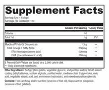 Optimized Omega-3 Monoglyceride (formerly MonoSorb) | Extra Strength Fish Oil  600 mg EPA | 260 mg DHA  | IFOS Certified | Enteric Coated