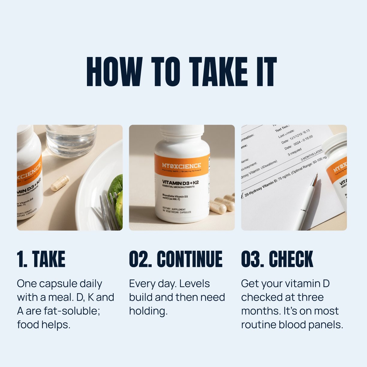 How to take it: take, continue, check