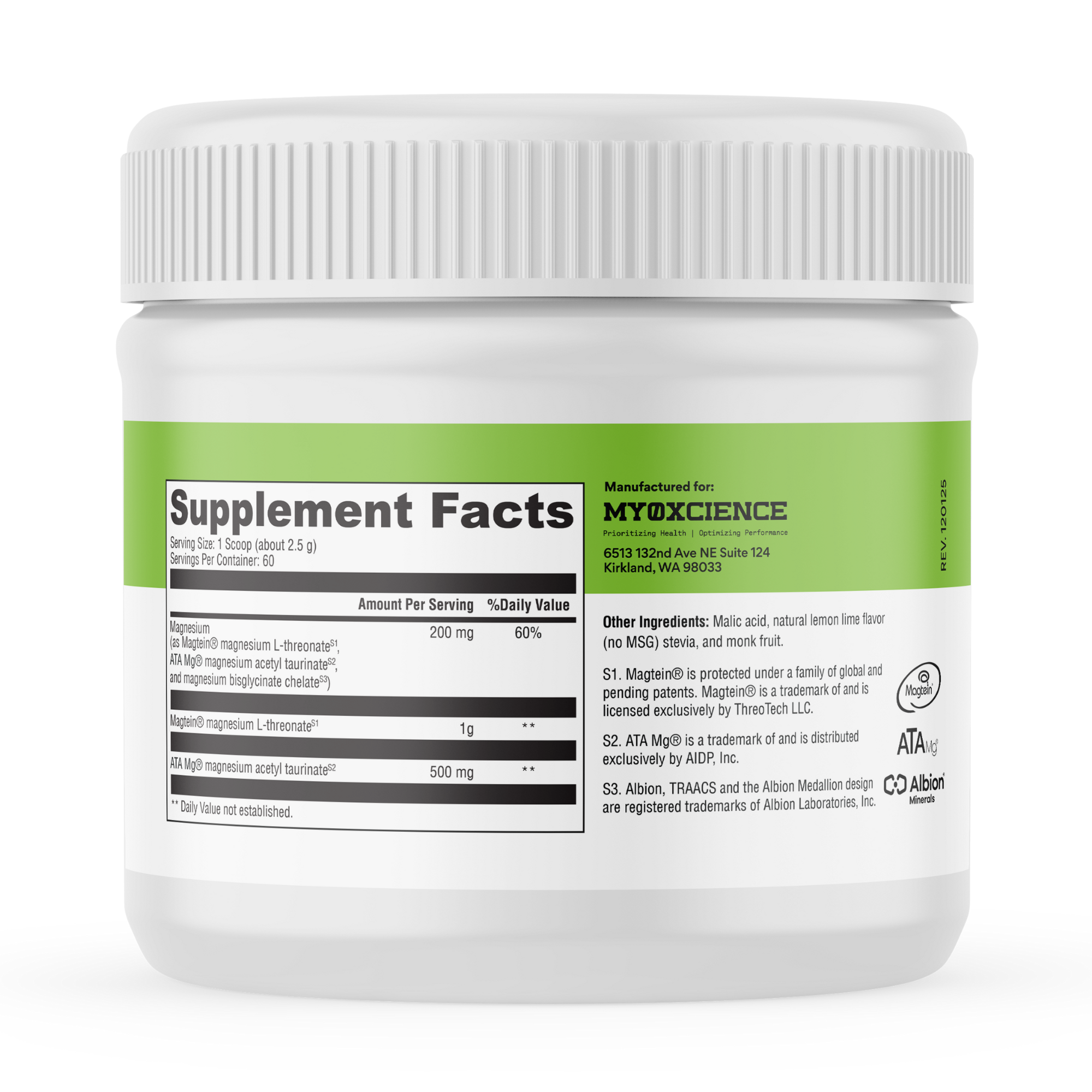 Brain Mag Magnesium L-threonate, Magnesium Acetyl Taurinate + Magnesium Glycinate Chelate powder