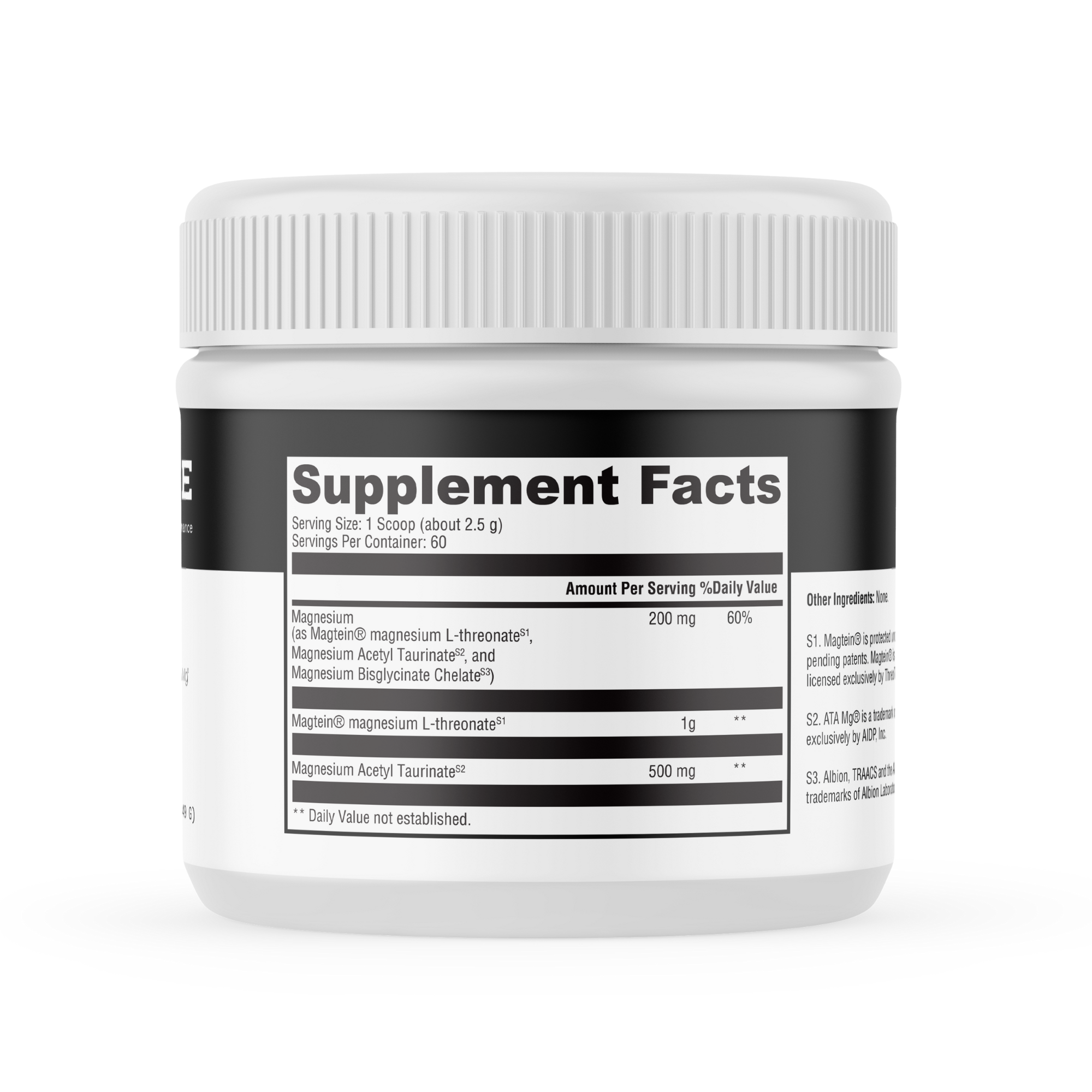 Brain Mag Magnesium L-threonate, Magnesium Acetyl Taurinate + Magnesium Glycinate Chelate powder