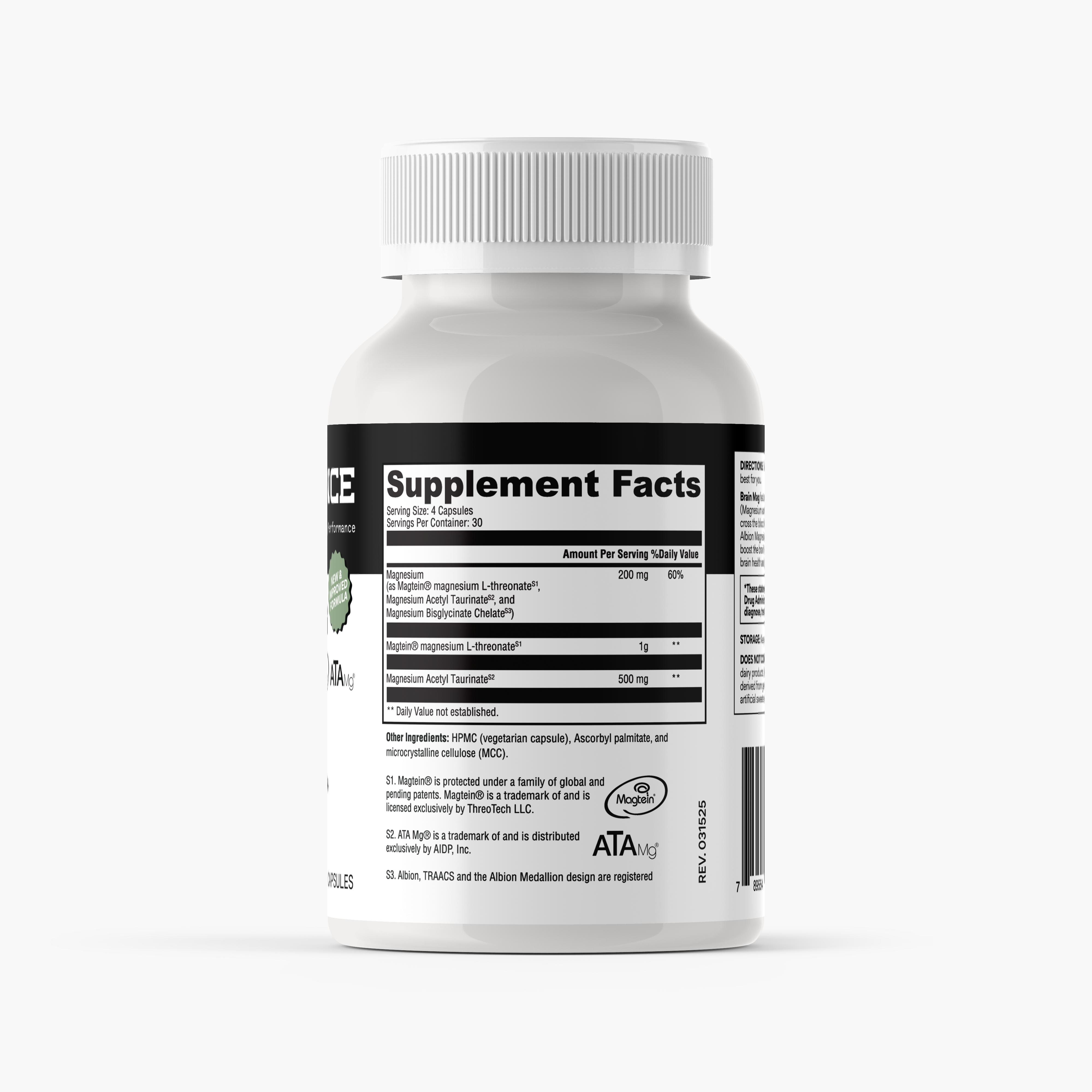Brain Mag Magnesium L-threonate, Magnesium Acetyl Taurinate + Magnesium Glycinate Chelate powder