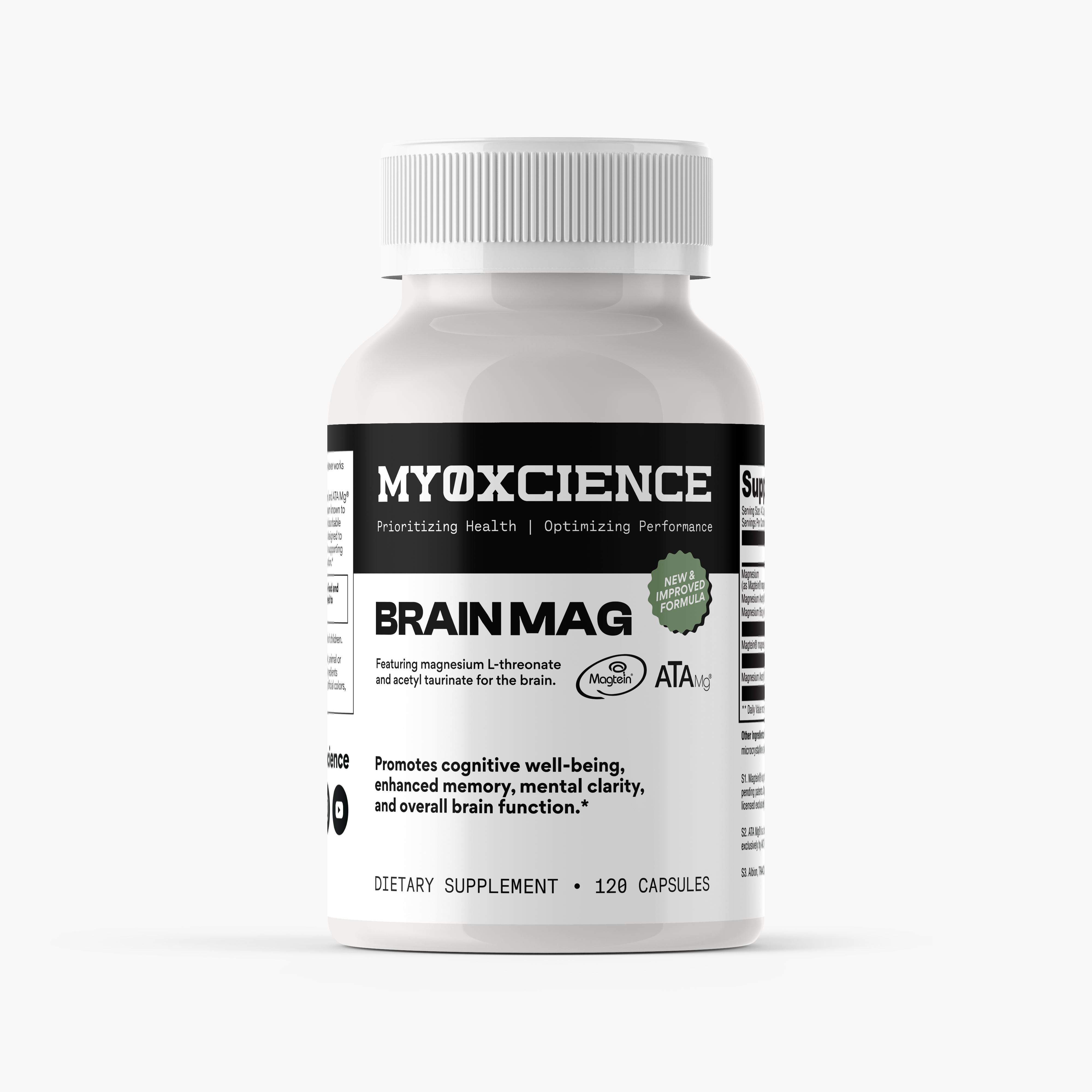 Brain Mag Magnesium L-threonate, Magnesium Acetyl Taurinate + Magnesium Glycinate Chelate powder