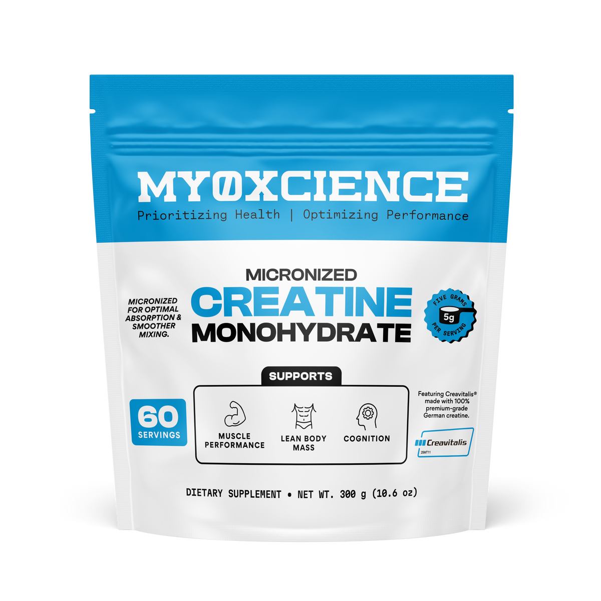 Micronized Creavitalis® Creatine Made in Germany | Easy to Digest |  60 Serving Bag