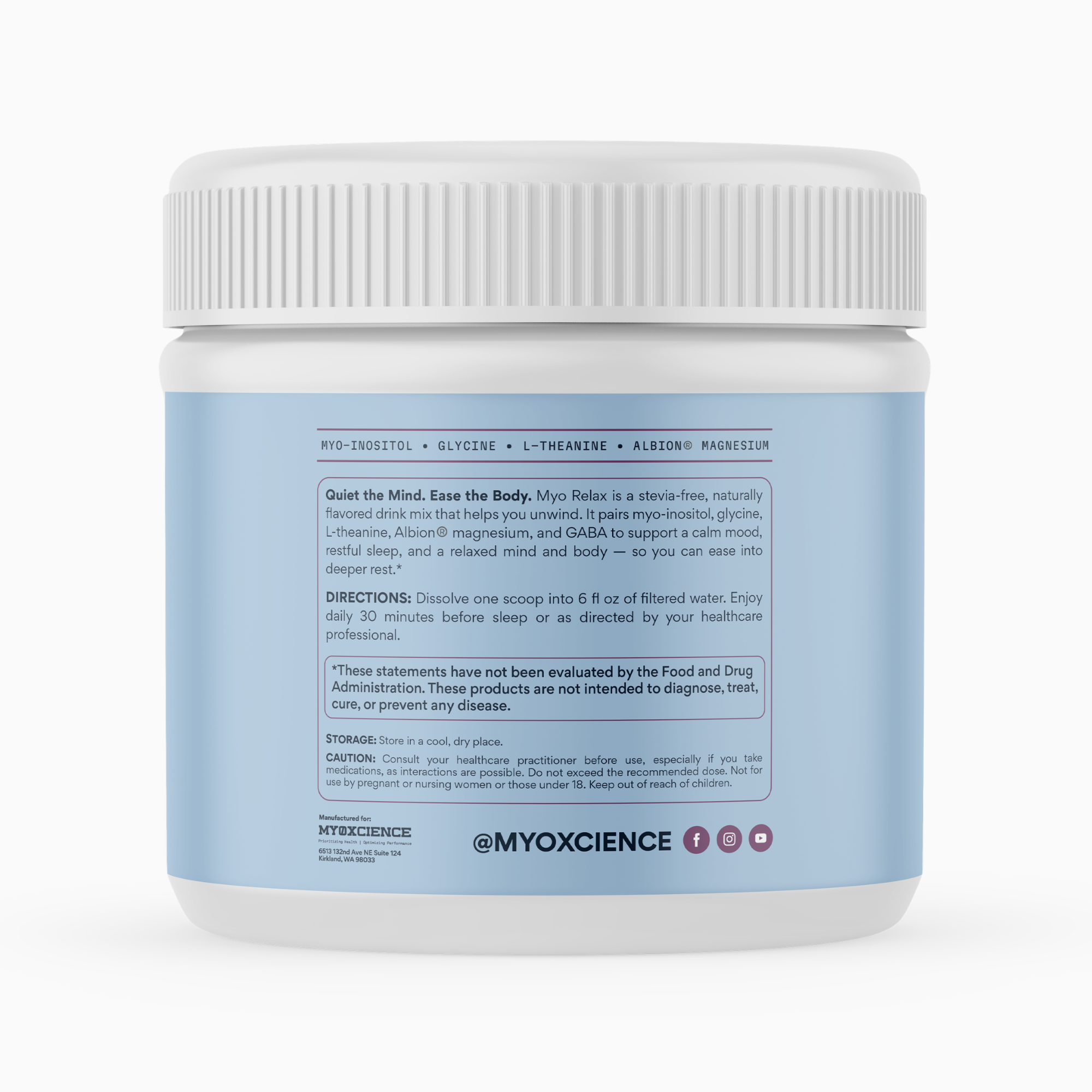 Myo Relax & Calm | Contains myo-Inositol, L-Theanine, Magnesium & GABA | Supports Sleep, Neurotransmitter & Hormone Support