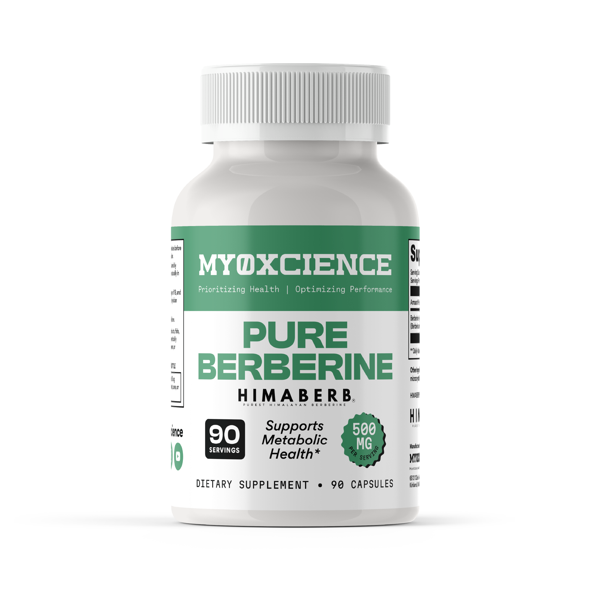 Pure Berberine 500 mg of HIMABERB Berberine HCL per Serving