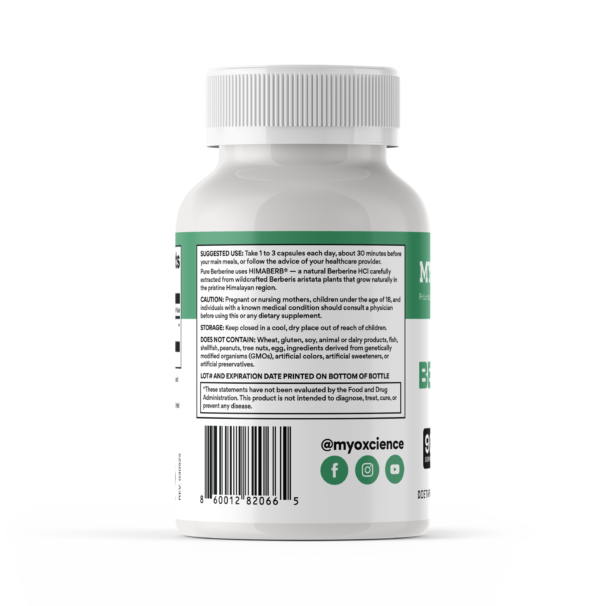 Pure Berberine 500 mg of HIMABERB Berberine HCL per Serving