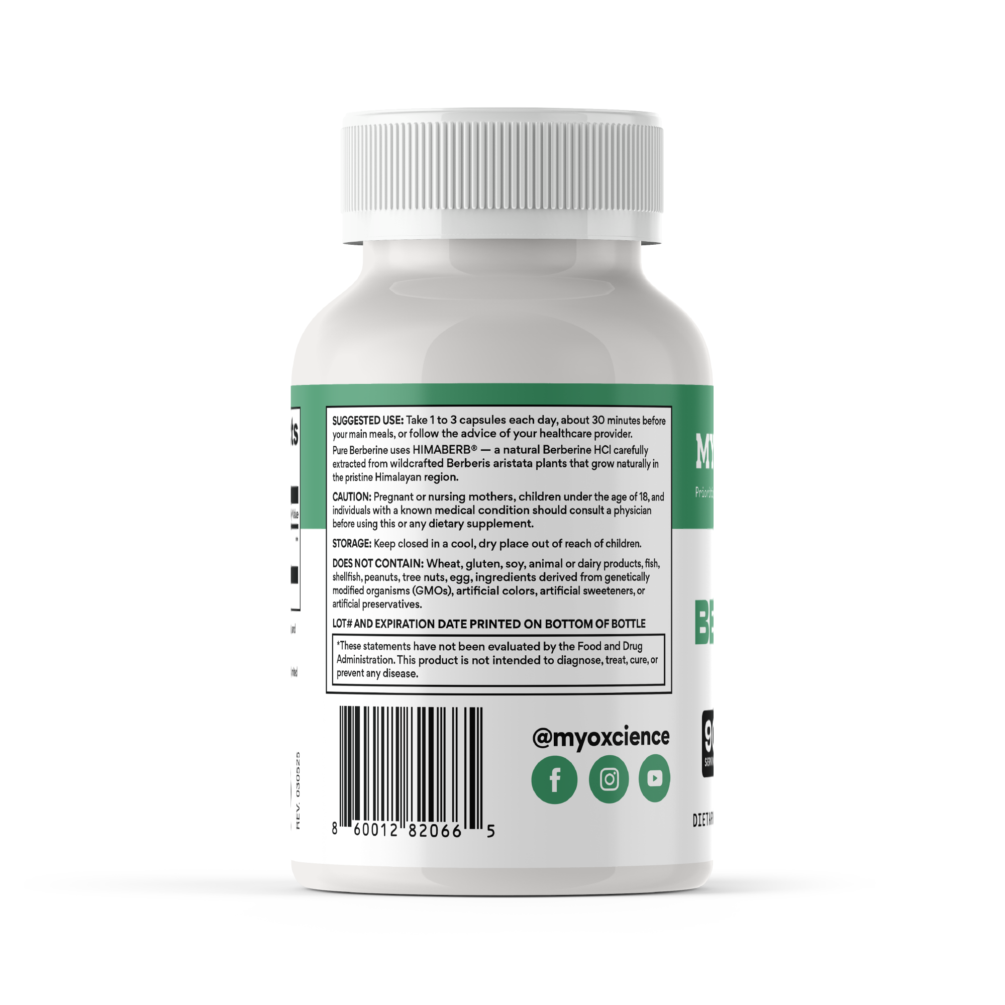 Pure Berberine 500 mg of HIMABERB Berberine HCL per Serving