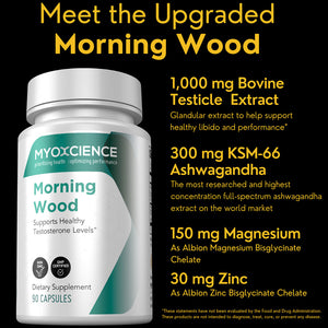 Morning Wood | Beef Testicle Extract, KSM-66 Ashwagandha, Zinc and Magnesium Healthy Libido and Performance