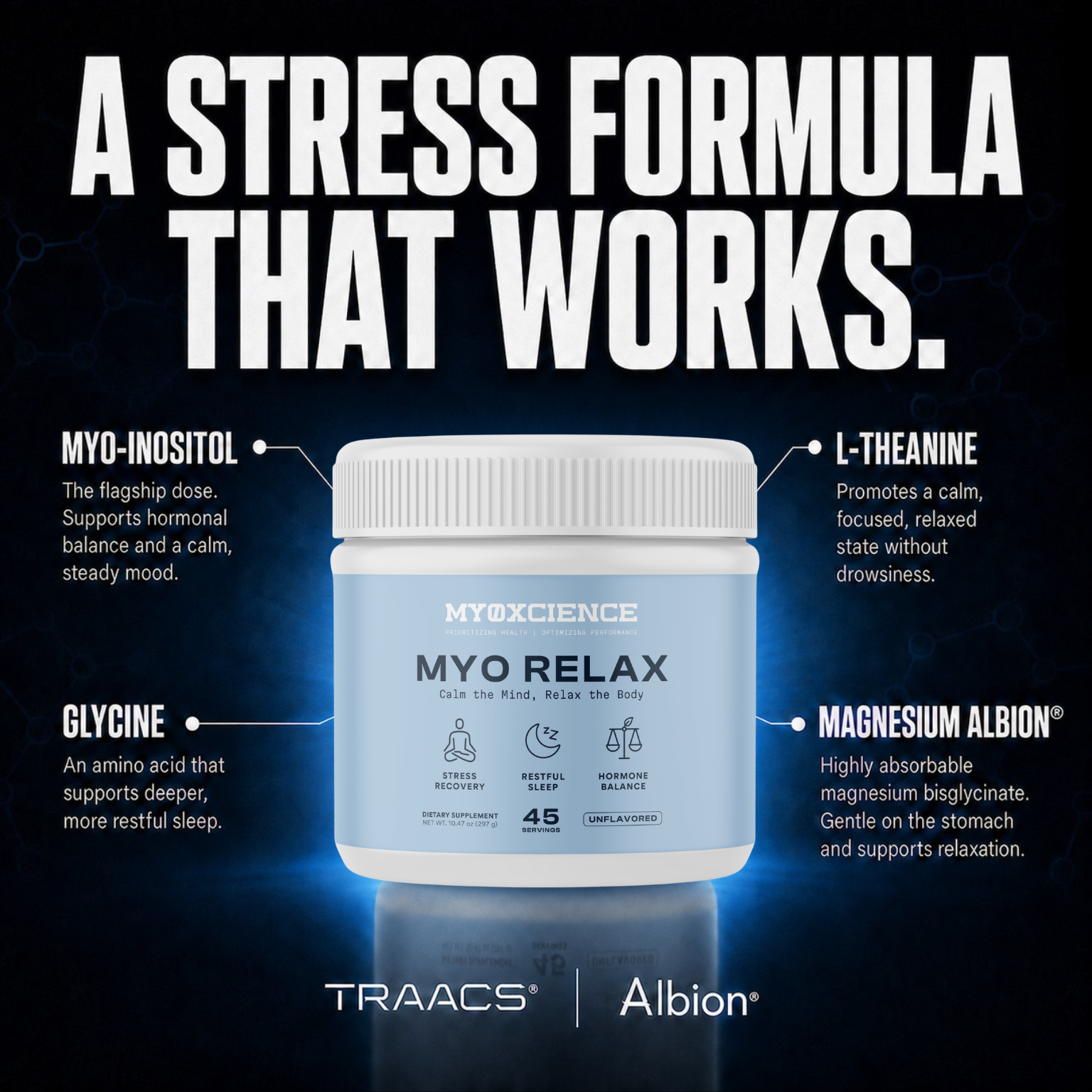 Myo Relax & Calm | Contains myo-Inositol, L-Theanine, Magnesium & GABA | Supports Sleep, Neurotransmitter & Hormone Support