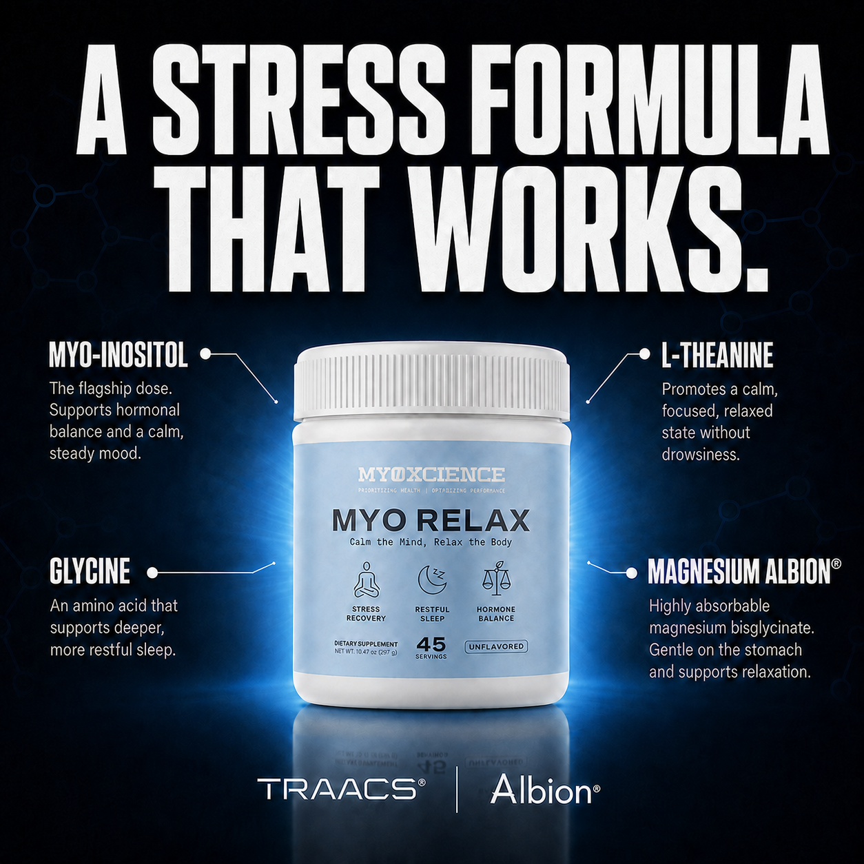 Myo Relax & Calm | Contains myo-Inositol, L-Theanine, Magnesium & GABA | Supports Sleep, Neurotransmitter & Hormone Support