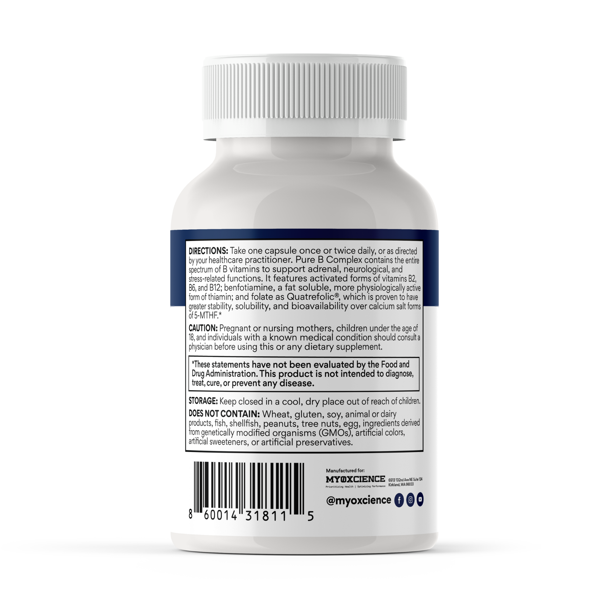 Pure B Complex | Vitamin B12, 5-MTHF, Benfotiamine and More