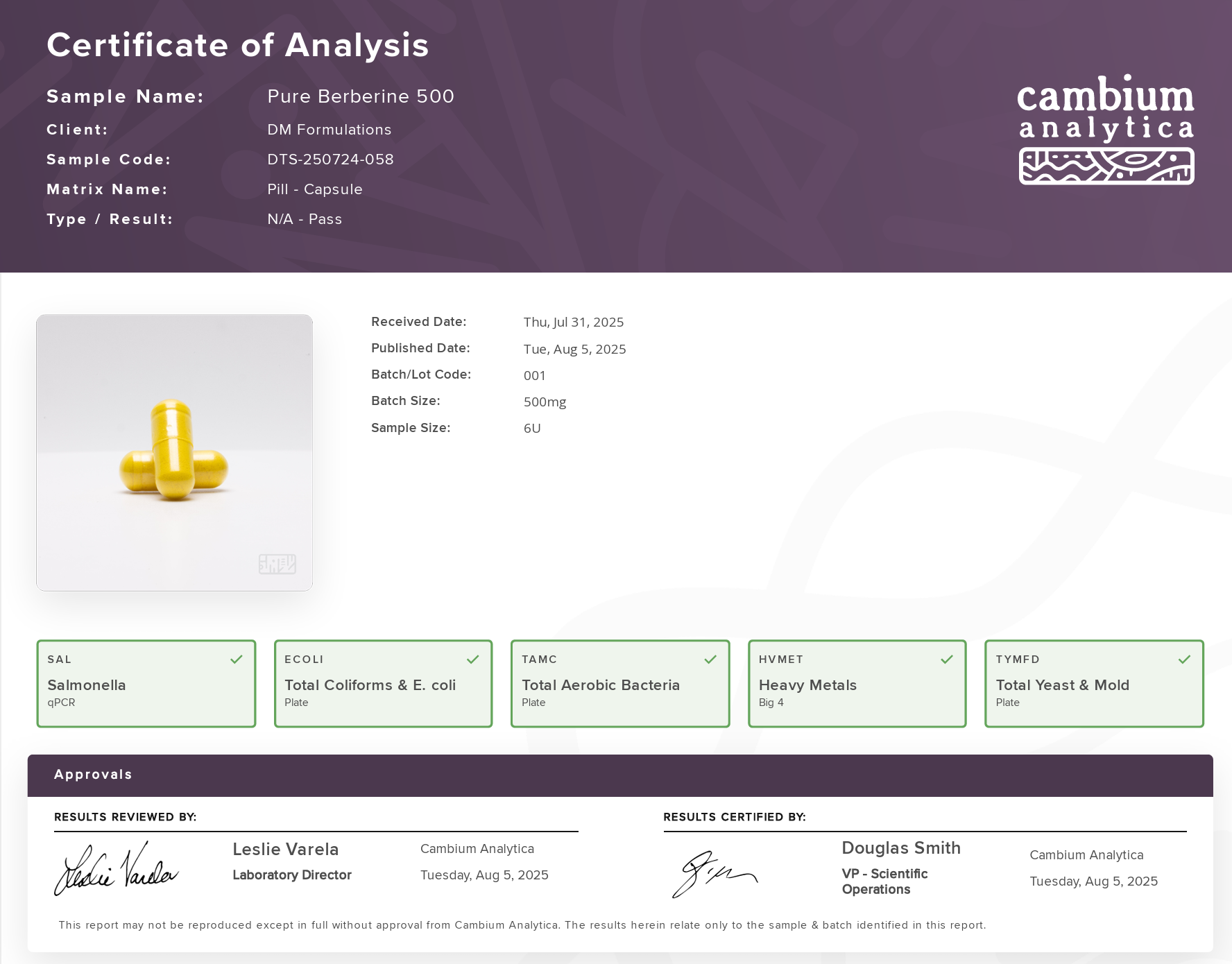 Pure Berberine 500 mg of HIMABERB Berberine HCL per Serving