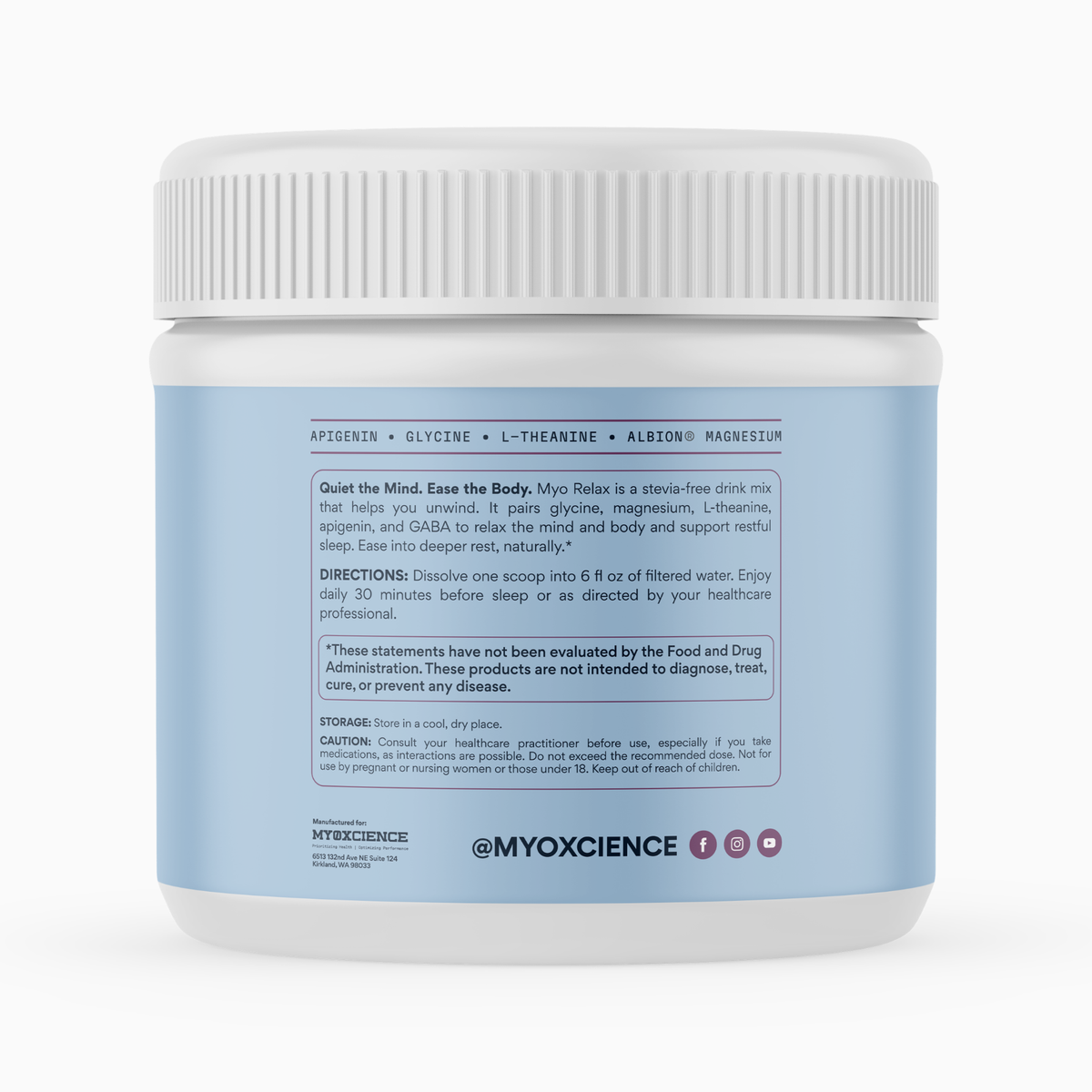 Myo Relax | Glycine, Magnesium, L-Theanine & Apigenin | Supports Sleep, Calm & Relaxation