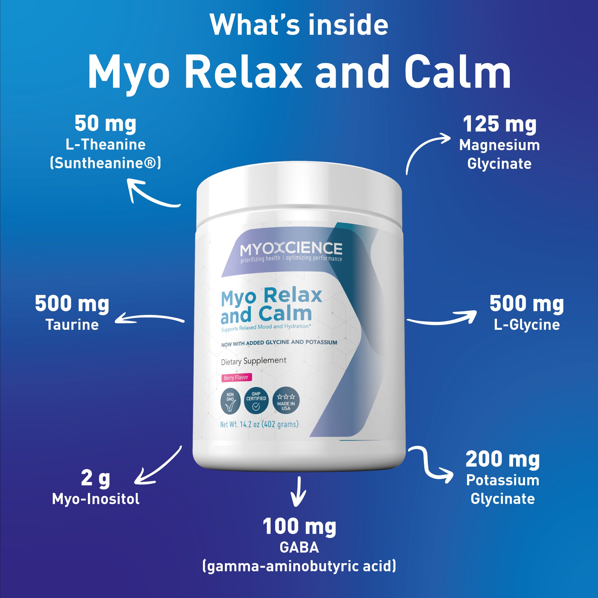 Myo Relax & Calm | Contains myo-Inositol, L-Theanine, Magnesium & GABA | Supports Sleep, Neurotransmitter & Hormone Support