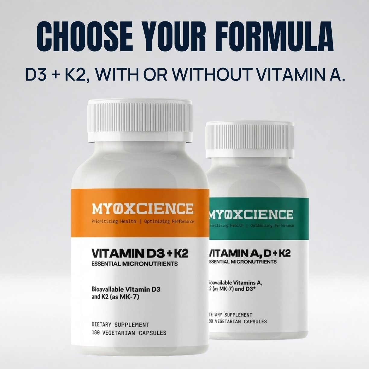 Choose your formula: D3 + K2, with or without vitamin A